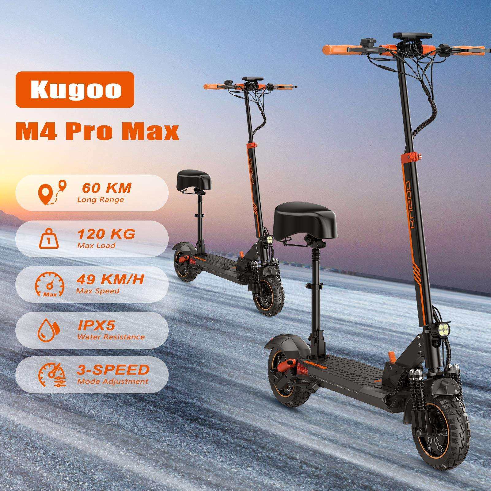 KUGOO M4 PRO MAX E踏板车成人越野电动踏板车600瓦电机60公里范