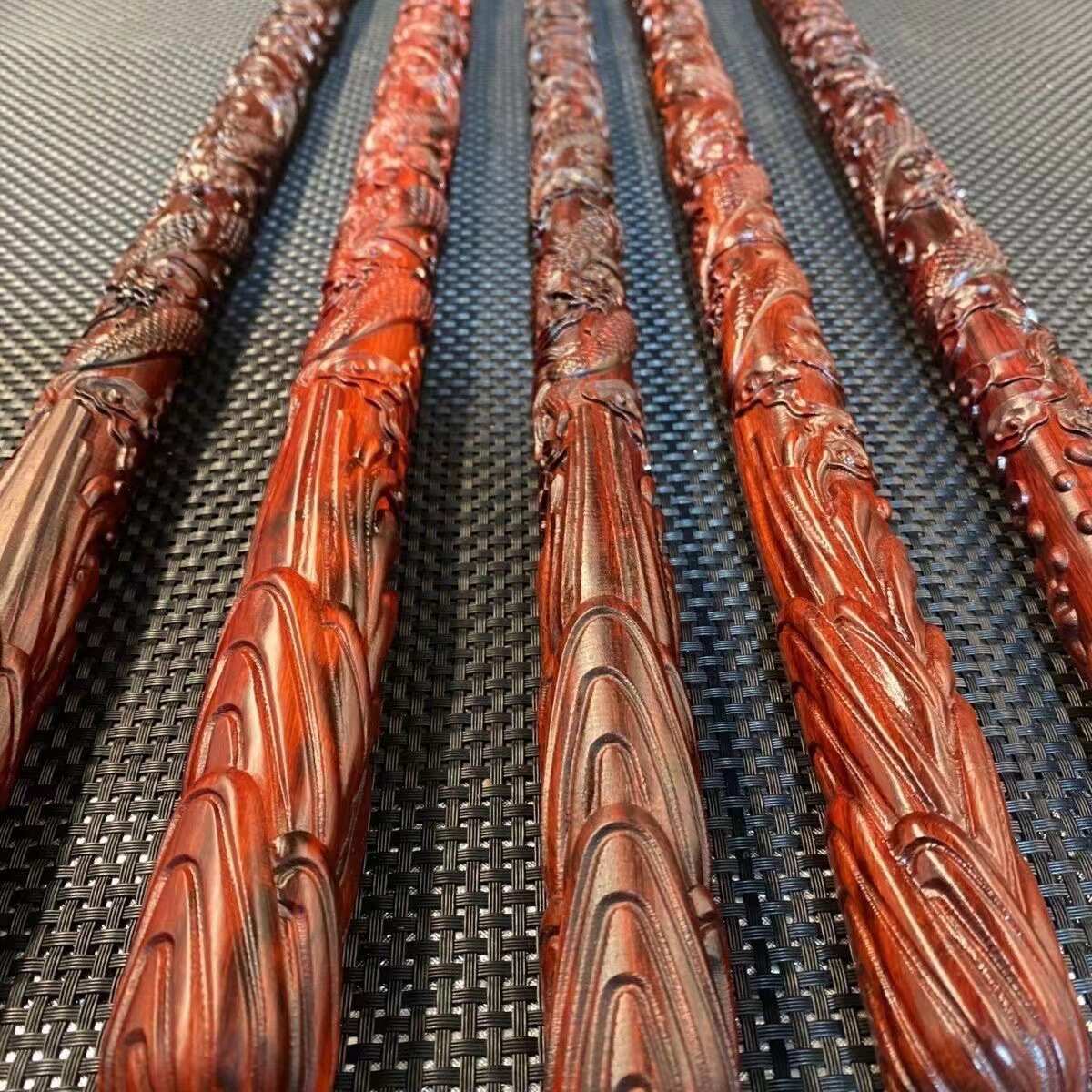 小叶紫檀盘龙棍车载棍把玩棍小叶紫檀雕刻手把件龙年高档礼品