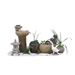 田园花园庭院户外露台假山流水喷泉鱼池水池鱼缸阳台装 饰造景摆件