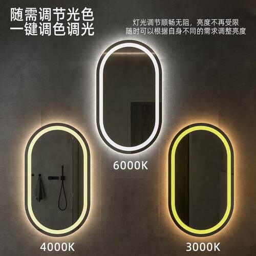 跑道型智能浴室镜椭圆壁挂led带灯化妆梳妆卫生间镜触摸屏挂墙式