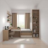 小公寓高盒子榻榻米与书桌床衣柜集成床组合板踏米小房间单人床