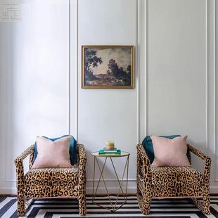 意利设计师复古创意轻扶手沙发椅摩登奢古典豹纹单休大闲人沙390