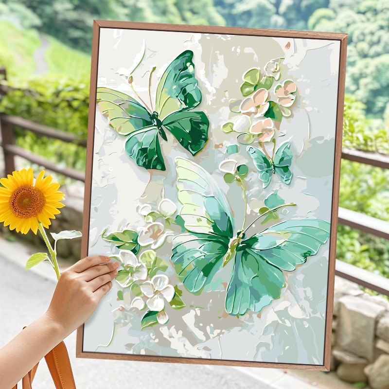 ins网红蝴蝶数字油画diy油彩画2025年新款治愈系手绘填充涂色丙烯