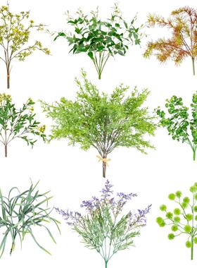 森系彷真绿色植物植物假花假草塑料绿色假叶子插花背景墙面造景观