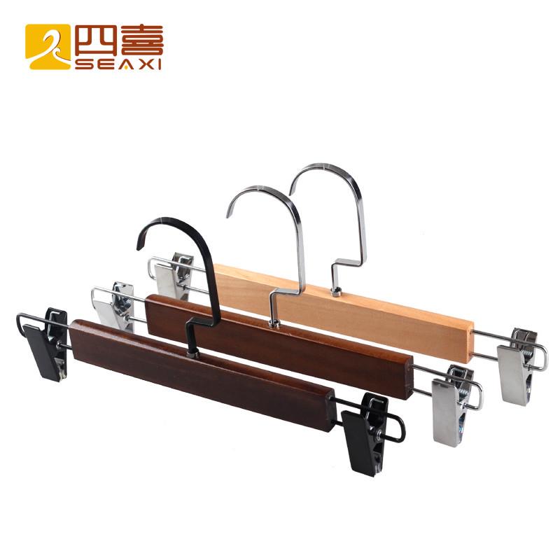 实木裤架裤子衣架伸缩裤挂木质裤夹子服装店防滑无痕裤裙夹