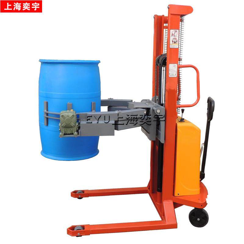 电动液压夹抱旋转200l油桶车称重60度翻转升高2.5米铁皮桶搬运车