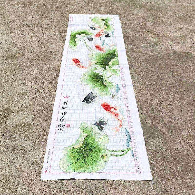 绣好的纯手工十字绣成品连年有余富贵有余荷花九鱼挂画不带框