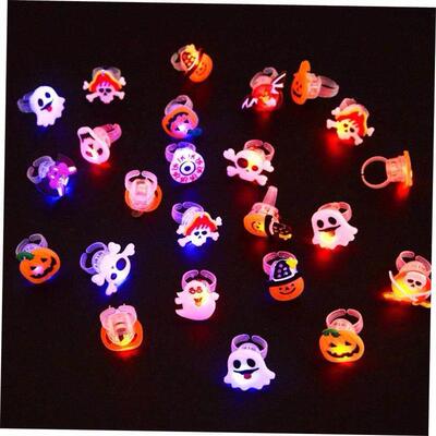 LED Light Halloween Ring Glowing Pumpkin Ghost Skull Rings