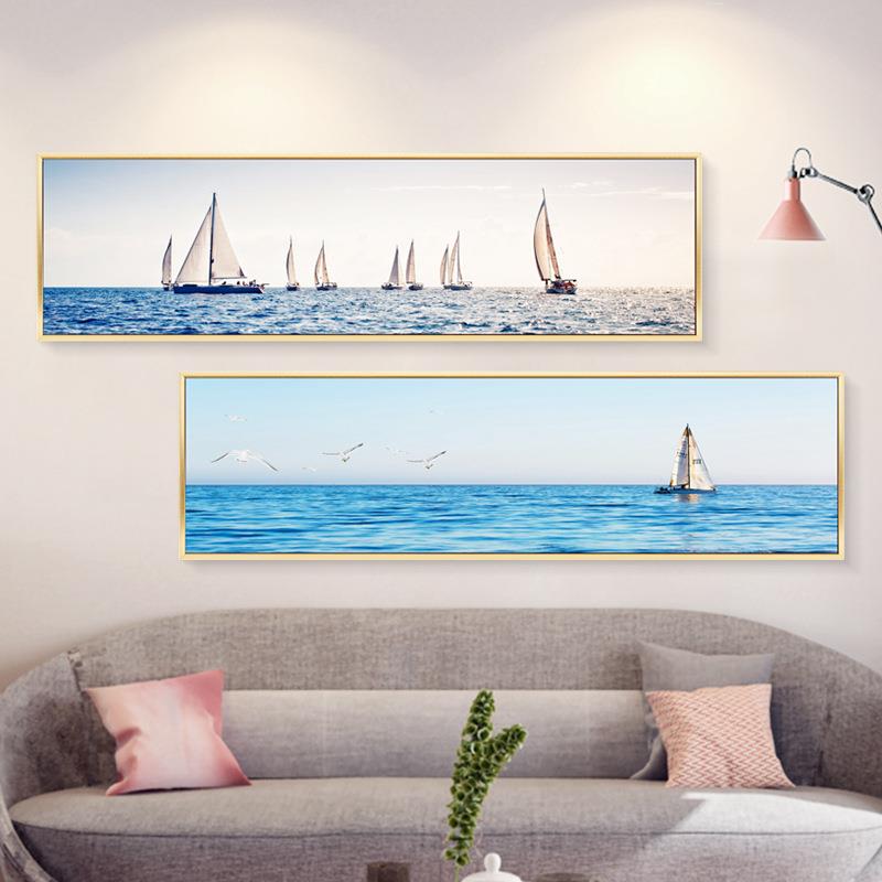 现代简约客厅装饰画风景大海壁画横幅挂画酒店宾馆民宿卧室床头画