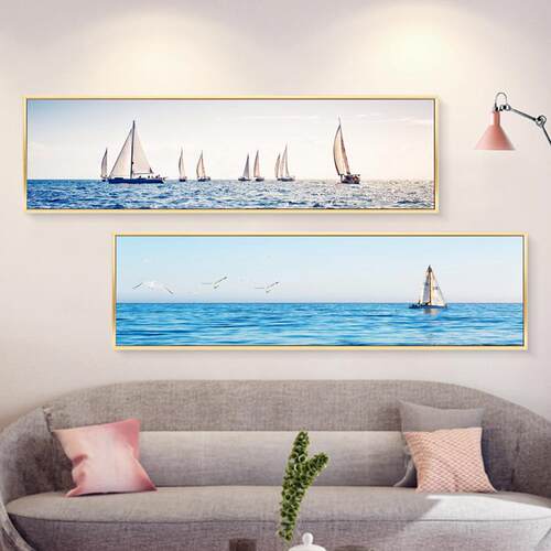 现简约客厅代装画风景海壁画横幅挂饰画大酒店宾馆民宿卧FXD-2019