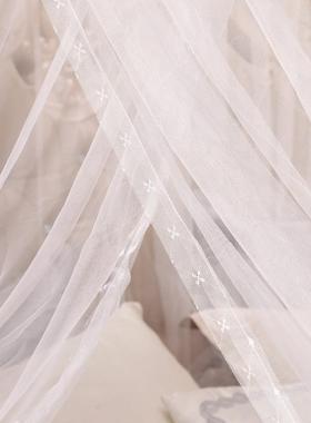 ?欧主宫廷蕾丝落地蚊帐三GCI开式门防顶公风尘蚊帐不锈钢支架加密