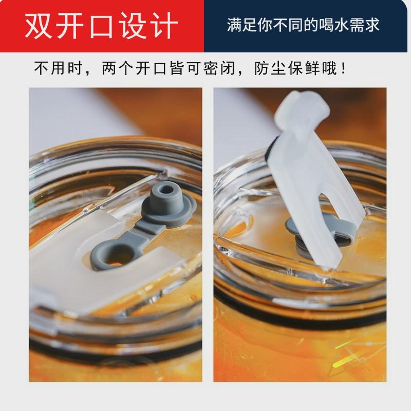 大容量玻璃杯1000ml带刻度耐高温把手吸管水杯办公室杯子男生泡茶