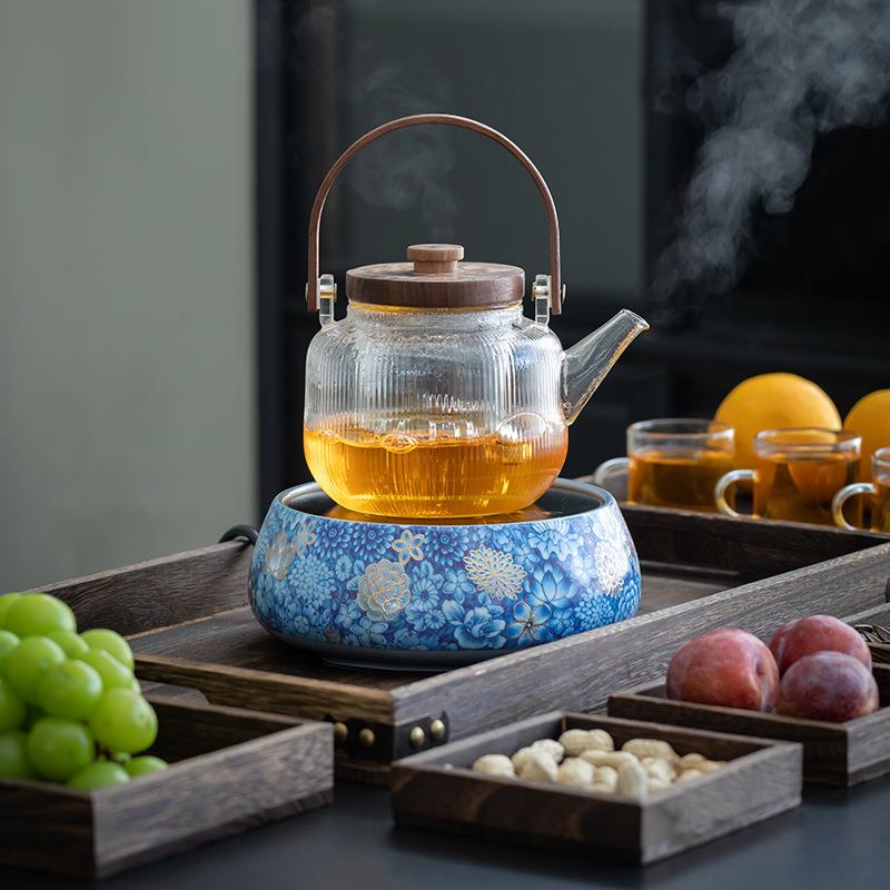 2024新款电陶炉青花煮茶器煮茶壶耐热玻璃烧水壶家用大功率电热炉