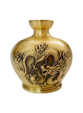 黄铜避火龙瓶厨房火烧天门西北角黄碎石辟避火龙罐家居布局摆件