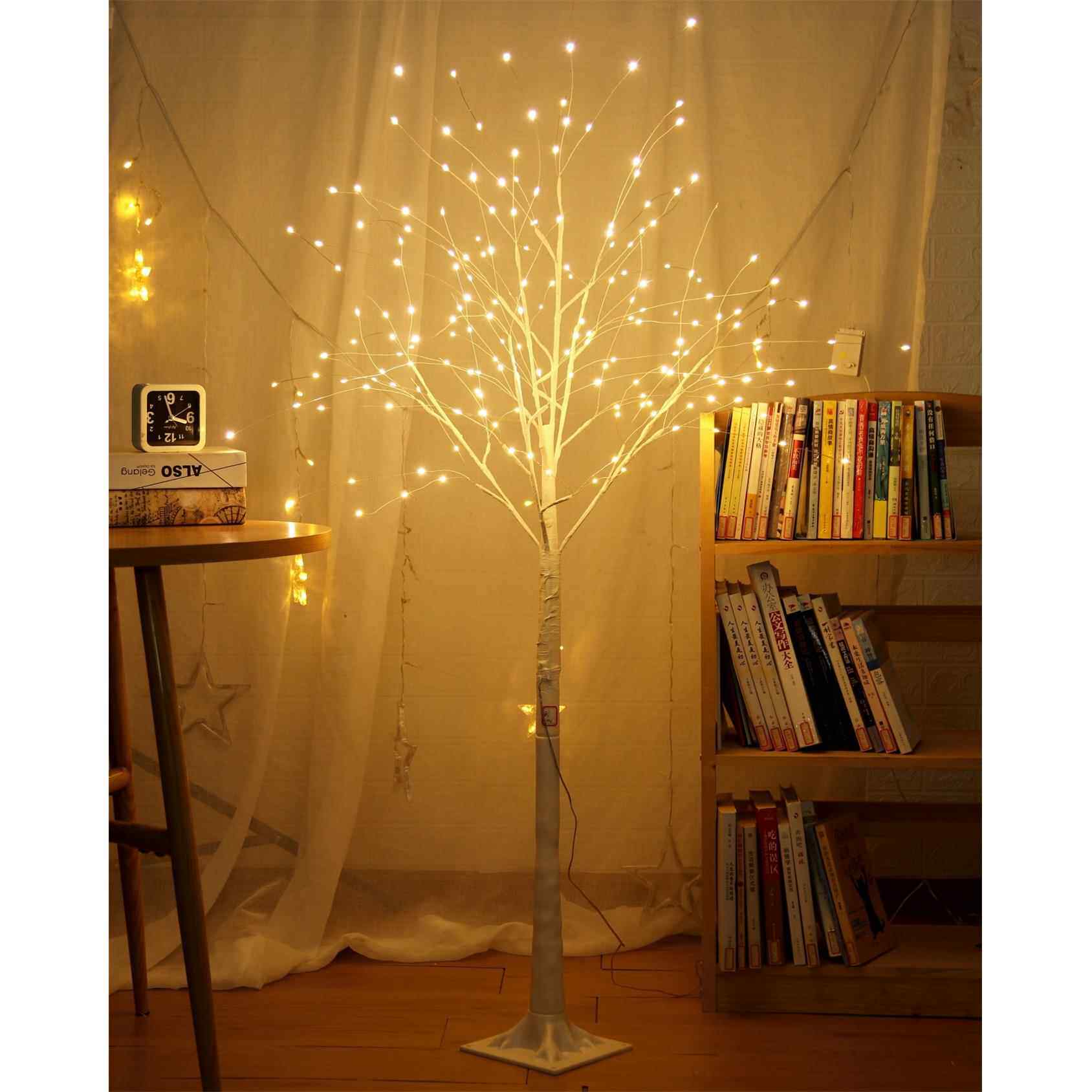 LED仿真白桦树铜丝灯暖色庭院景观房间布置节日景观灯饰氛围装饰