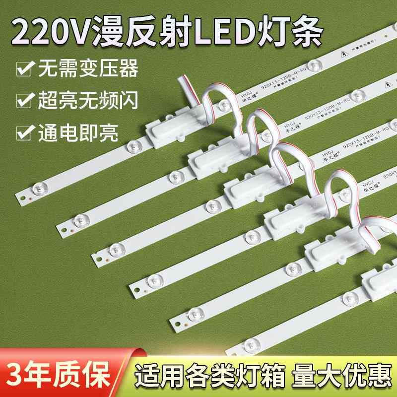 220V高亮无暗区LED灯条 适用卡布灯箱与广告软膜天花吊顶