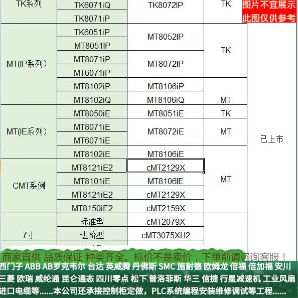 威纶通MT8101iE/CMT2109X2/MT8121iE2/cMT2129X/MT8150iE2 操控屏