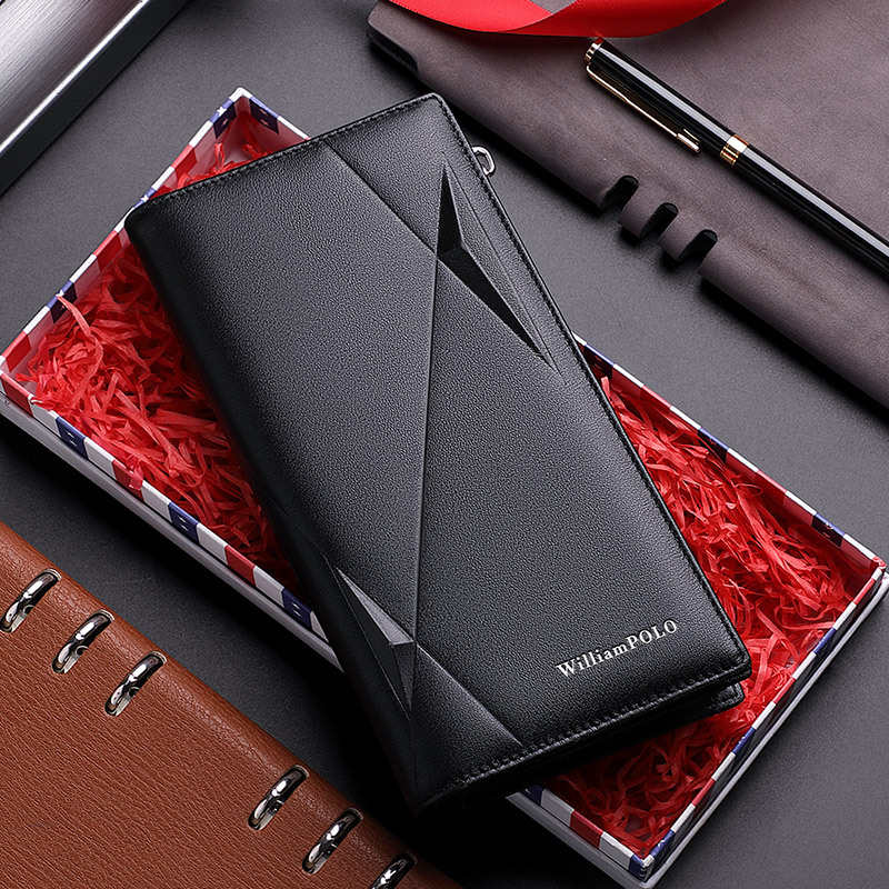 英皇保罗钱包男真牛皮手拿包男大容量手包拉链钱夹19卡位长款钱包