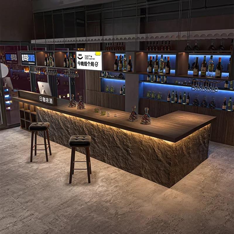 工业风酒吧吧台酒馆咖啡店前台餐饮烧烤店足浴收银台文化石接待台
