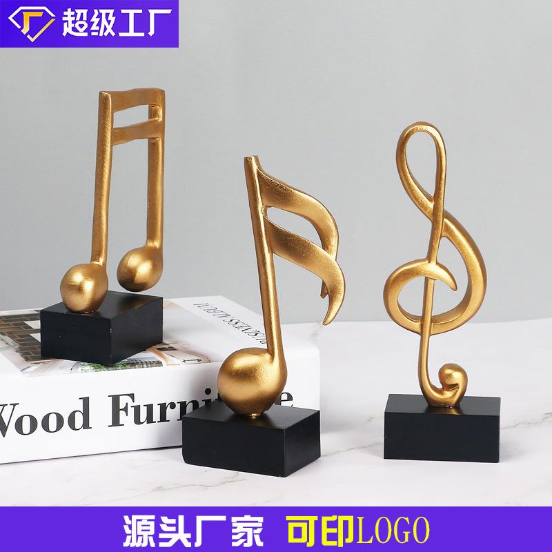 轻奢音符训G209培o班印log脂工艺品摆件钢琴店桌树面音乐符号装饰