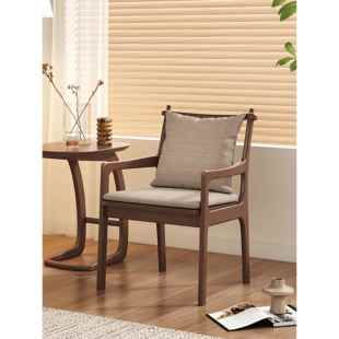 西雅图深胡桃北欧实木餐椅家用餐厅西雅图椅电脑椅书椅休闲椅