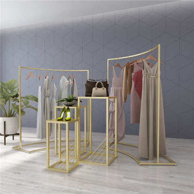 北欧服装店中岛架 女装店落地式展示架流水台简易金色衣帽架批发