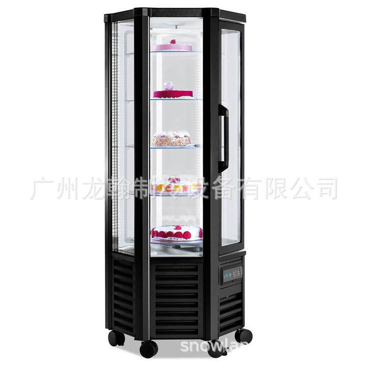 六面玻璃旋转蛋糕柜直角弧形蛋糕熟食甜点柜水果饮料保鲜柜展示柜