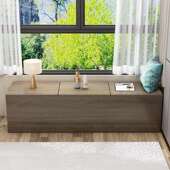 实木飘柜落地收家用可坐榻榻纳643米卧室储物上开门地柜方矮窗魔