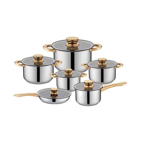 不锈钢锅具套装六件套锅具组合特厚奶锅汤锅煮面煮锅煎锅套装跨境