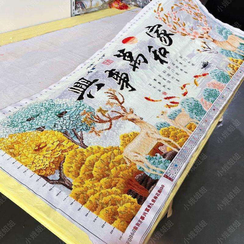 家和万事兴十字绣成品不带框纯手工已绣好的2025新款线绣客厅麋鹿