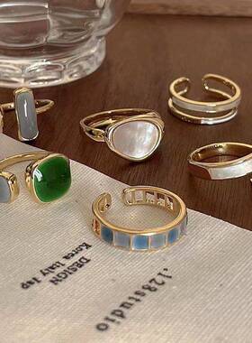 小众冷门戒指女学生党祖母绿设计感女高级感时尚个性冷淡风小众开