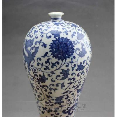 青花瓷古玩做瓷器瓶陶瓷工艺品旧复古梅花瓶收藏杂项客厅批发摆件