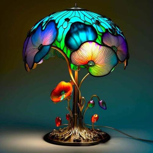 现货 Stained Glass Plant Series Table Lamp 彩绘玻璃植物台灯