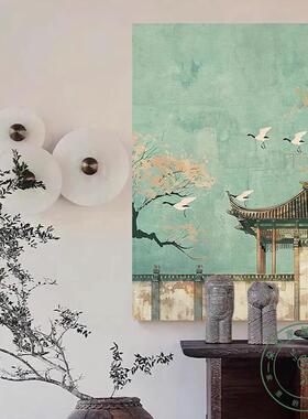新中式宋徽宗瑞鹤图客厅装饰画艺术玄关挂画卧室餐厅壁画