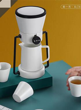 白黑绿色C6懒人自动茶具套装六杯陶瓷旋转出水泡茶器大容量送礼