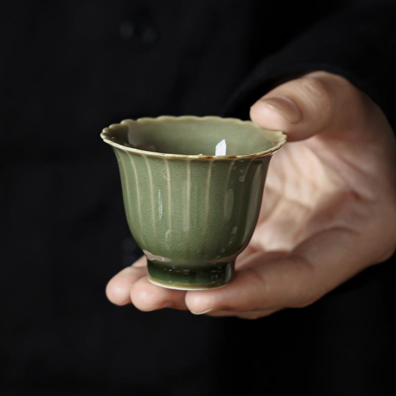 几欢 越窑青瓷茶杯陶瓷杯中式主人杯家用办公室茶具喝茶杯品茗杯