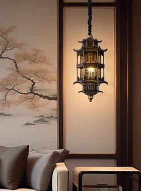 新中式吊灯餐厅灯中国风宫廷玄关走廊屋檐灯庭院凉亭仿古建筑吊灯