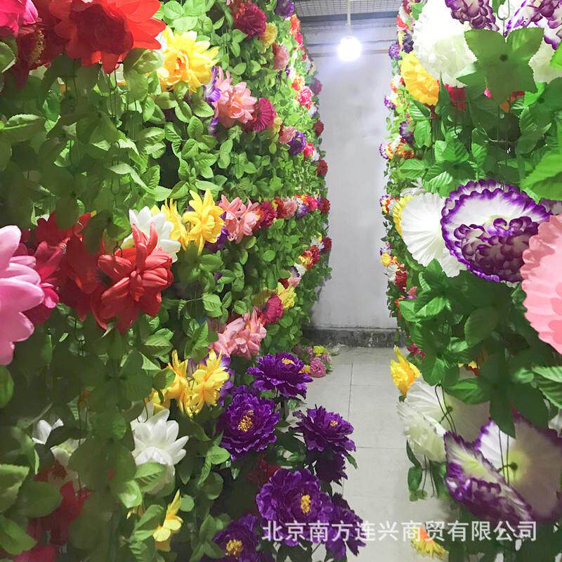 清明节仿真菊花上坟花塑料花圈殡葬用品墓地扫墓摆放花连藤条假花