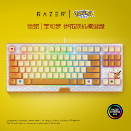 razer雷蛇宝可梦皮卡丘伊布款黑寡妇蜘蛛v3竞技版rgb绿轴机械键盘