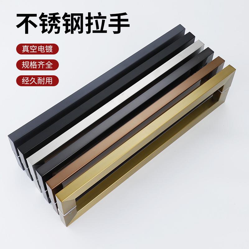 玻璃门拉手方管黑色大拉手木门把手地弹簧门方管亚黑大拉手图片