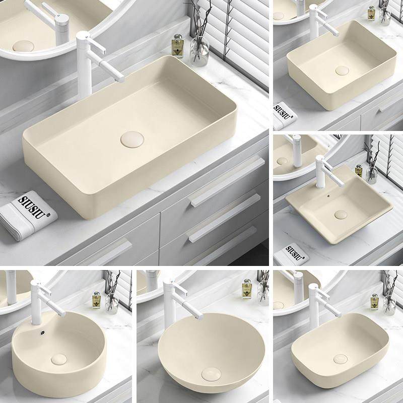 奶油色台上盆洗手盆陶瓷洗脸盆长方形洗面盆洗手池水盆水池洗漱盆,家装主材,台上盆,淘宝优惠券,粉丝福利购,淘宝优惠卷