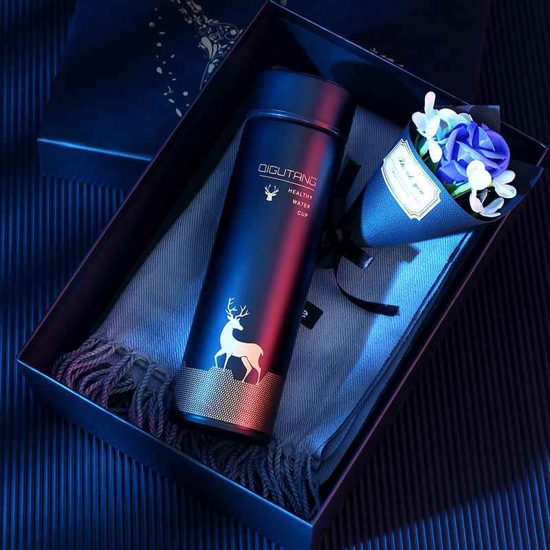 颈椎按摩仪礼盒保温杯肩部按摩器套装圣诞礼物送男友爸爸实用礼品