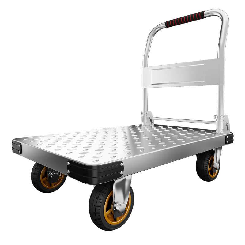 平板车仓拖车便携批发小推车小板折叠车静音搬运手推车万向货库拉