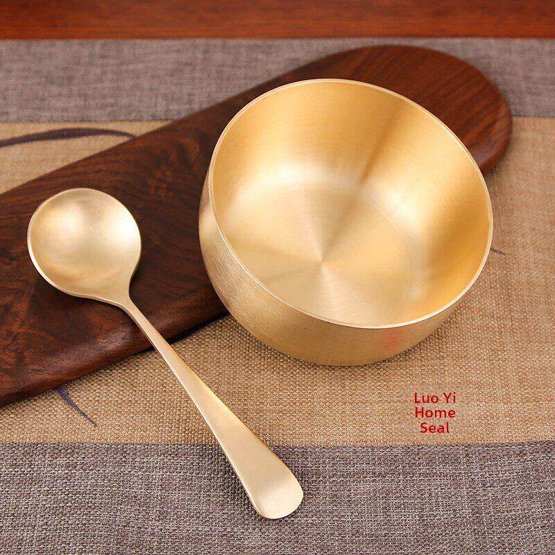 铜碗4.5寸韩式黄铜碗单个家用覆古纯铜餐具吃饭碗乔迁新碗高颜值