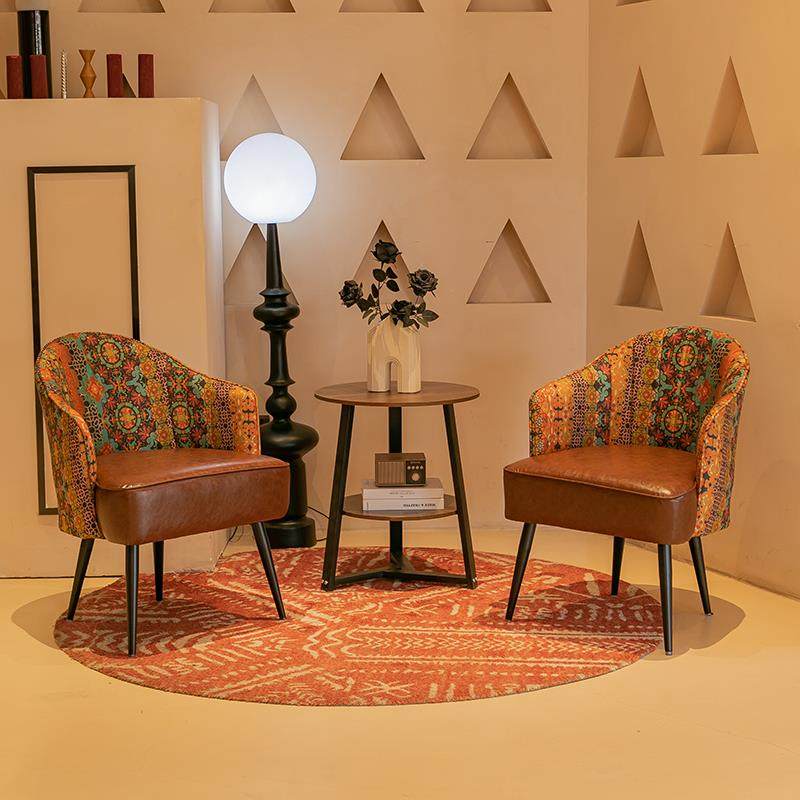 中古风单人沙发椅子皮艺卧室酒店美容院阳台桌椅组合休闲 接待洽,住宅家具,沙发椅,淘宝优惠券,粉丝福利购,淘宝优惠卷