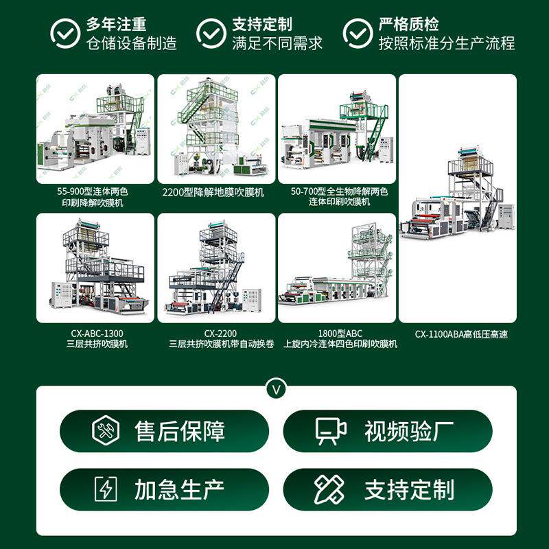 aba袋压双收高膜机背心袋平口吹膜机吹137高压ABA吹膜机厂家