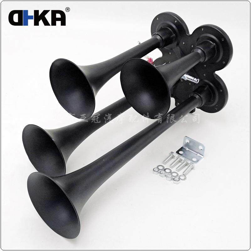 DHKA亚冠-AS034现货 12V/24V四管黑色镀铬电控气喇叭卡车货车用