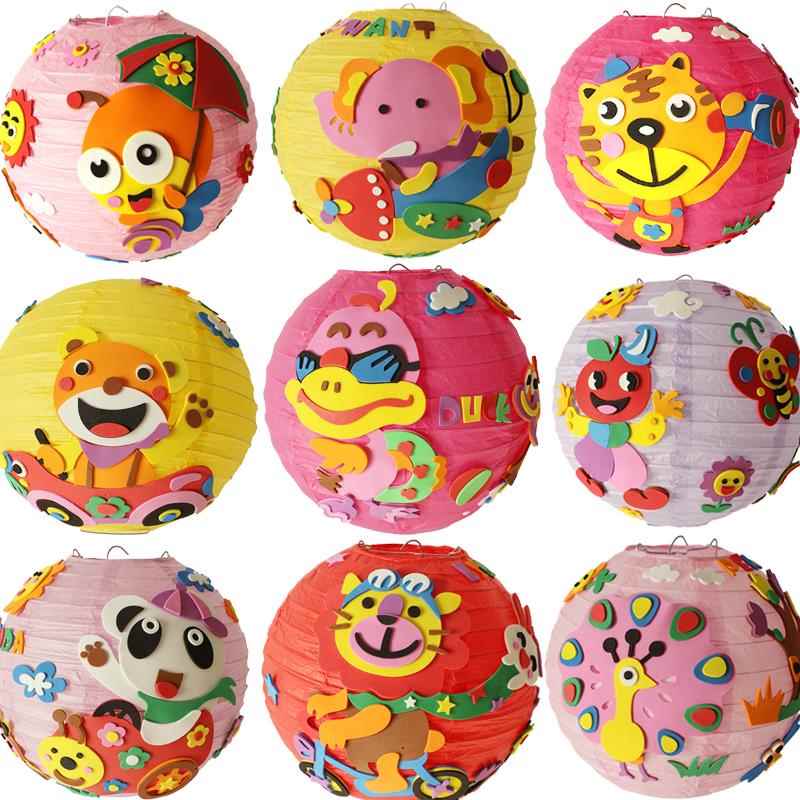 儿童DIY手工卡通纸灯笼中秋节春节装饰品幼儿园粘贴制作材料包