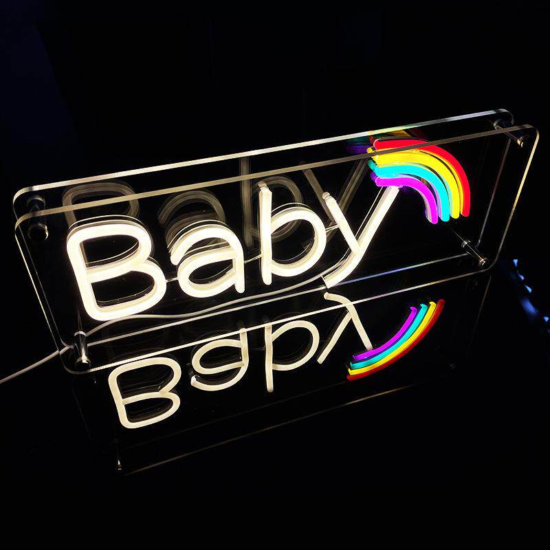 新款直销led霓虹灯跨境电商货源发光字母透明背板霓虹灯广告牌标