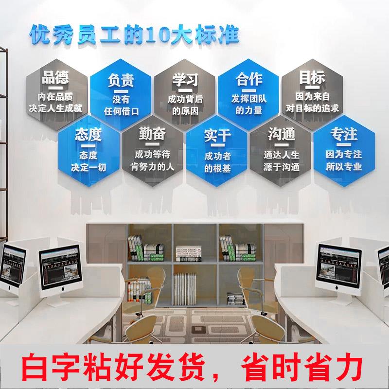员工激励志墙贴标语装饰布置公司企业办公会议室文化形象墙面纸画